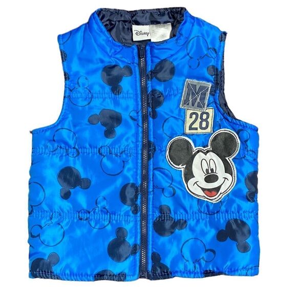 DISNEY Mickey Mouse Blue Puffer Vest - Picture 1 of 8